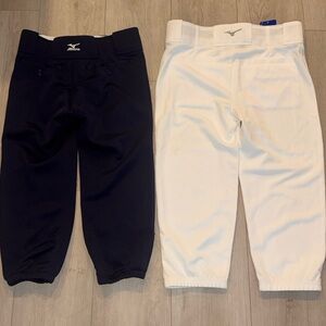 Bundle of Girls Mizuno Softball Pants - White YXL NWT & Navy YXL NWOT